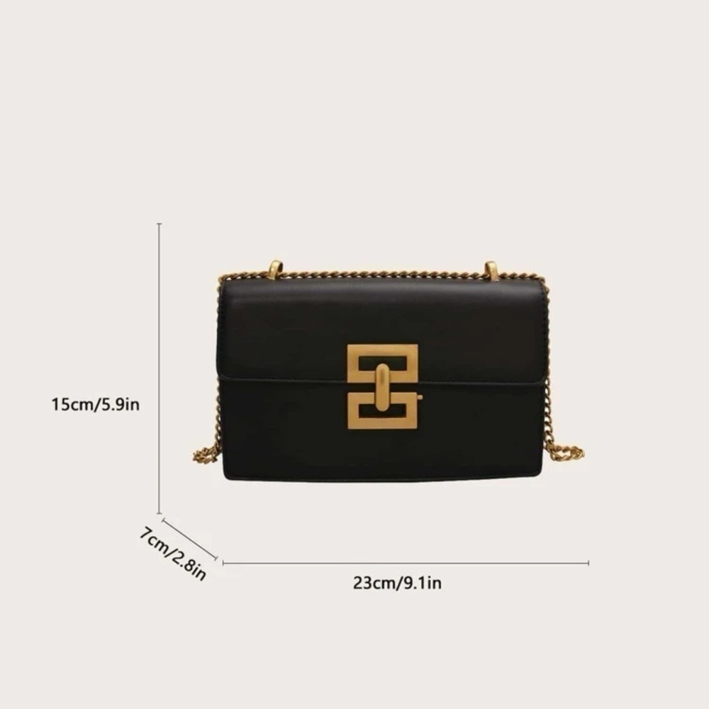 Black Crossbody / Shoulder Bag with gold accents - Picture 8 of 10